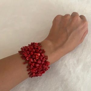 Handmade in USA red bracelet natural stone